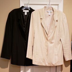 2 Adolfo Studio blazers, size 14, tan and black